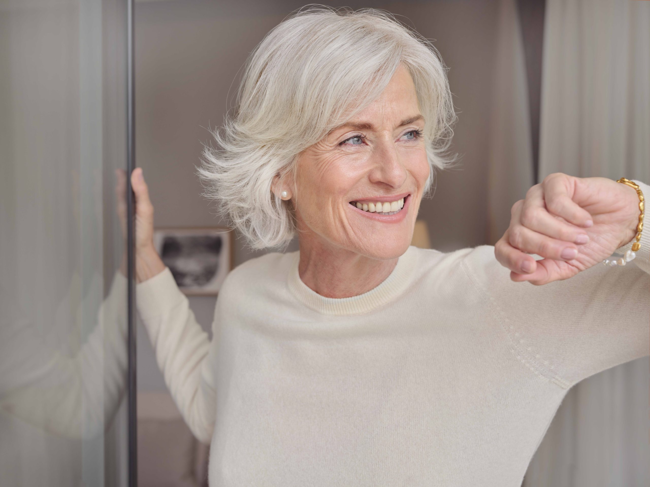 older woman smiling